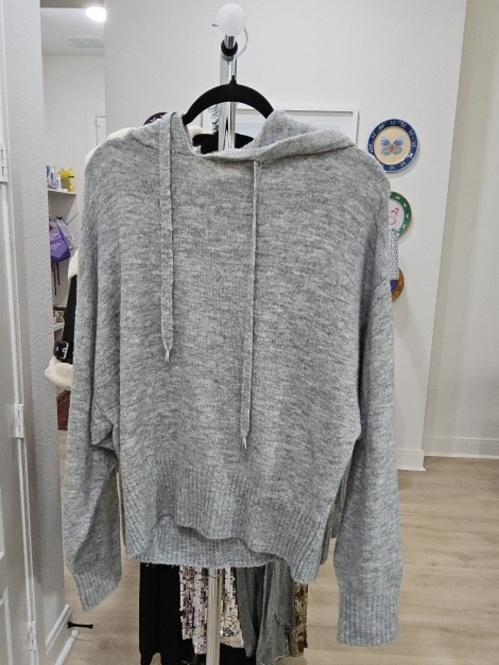 H&M Light Gray Knit Hoodie